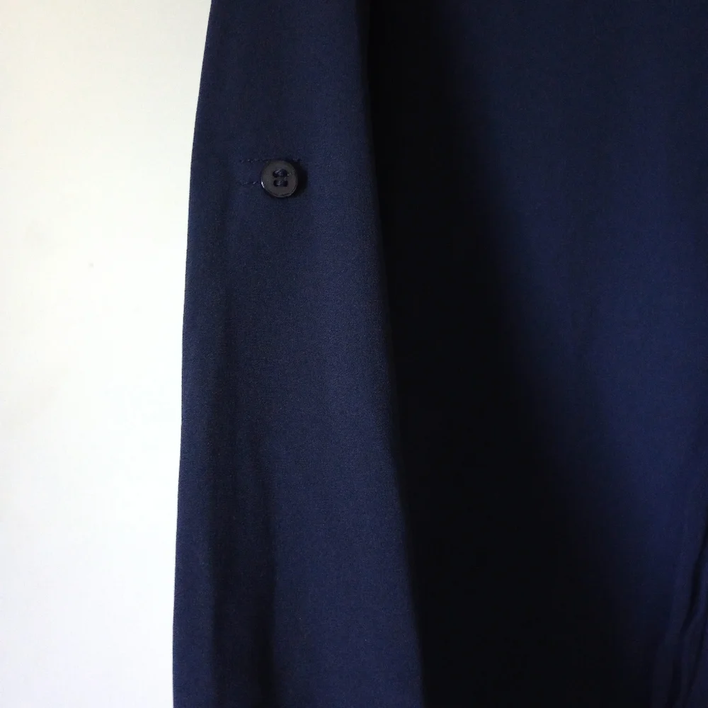 41 Hawthorn Navy Blouse With Roll Up Sleeves Size Medium - Picture 4 of 11